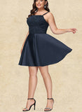 Cameron A-line Square Short/Mini Satin Homecoming Dress UKP0020553