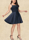 Cameron A-line Square Short/Mini Satin Homecoming Dress UKP0020553