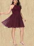 Mckayla A-line Scoop Short/Mini Chiffon Lace Homecoming Dress UKP0020555