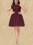 Mckayla A-line Scoop Short/Mini Chiffon Lace Homecoming Dress UKP0020555