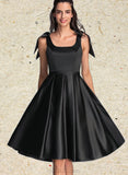 Destiny A-line Square Knee-Length Satin Homecoming Dress With Bow UKP0020556