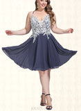 Geraldine A-line V-Neck Short/Mini Chiffon Homecoming Dress With Beading Sequins UKP0020564