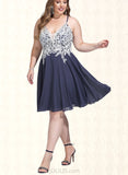 Geraldine A-line V-Neck Short/Mini Chiffon Homecoming Dress With Beading Sequins UKP0020564