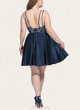 Sylvia A-line V-Neck Short/Mini Satin Homecoming Dress With Beading Sequins UKP0020566