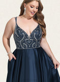 Sylvia A-line V-Neck Short/Mini Satin Homecoming Dress With Beading Sequins UKP0020566