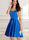 Ruby A-line Square Short/Mini Satin Homecoming Dress UKP0020567