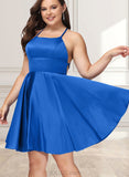 Ruby A-line Square Short/Mini Satin Homecoming Dress UKP0020567