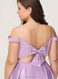 Norah A-line Off the Shoulder Short/Mini Satin Homecoming Dress With Bow UKP0020568