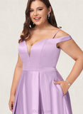 Norah A-line Off the Shoulder Short/Mini Satin Homecoming Dress With Bow UKP0020568