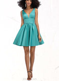 Lorna A-line V-Neck Short/Mini Satin Homecoming Dress UKP0020570