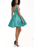 Lorna A-line V-Neck Short/Mini Satin Homecoming Dress UKP0020570