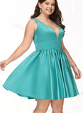 Lorna A-line V-Neck Short/Mini Satin Homecoming Dress UKP0020570