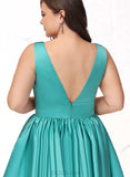 Lorna A-line V-Neck Short/Mini Satin Homecoming Dress UKP0020570