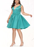 Lorna A-line V-Neck Short/Mini Satin Homecoming Dress UKP0020570