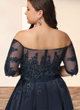 Cloe A-line Off the Shoulder Asymmetrical Lace Satin Homecoming Dress With Sequins UKP0020580