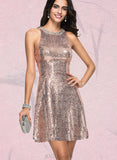 Shelby A-line Scoop Short/Mini Sequin Homecoming Dress With Sequins UKP0020584