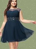 Renee A-line Scoop Short/Mini Chiffon Homecoming Dress With Beading Sequins UKP0020586