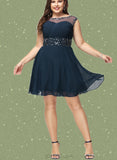 Renee A-line Scoop Short/Mini Chiffon Homecoming Dress With Beading Sequins UKP0020586