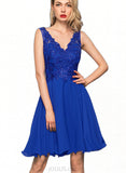 Danika A-line V-Neck Knee-Length Chiffon Lace Homecoming Dress UKP0020589