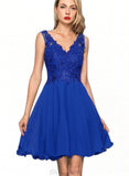 Danika A-line V-Neck Knee-Length Chiffon Lace Homecoming Dress UKP0020589