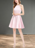 Dominique A-line Scoop Short/Mini Satin Homecoming Dress UKP0020590