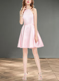 Dominique A-line Scoop Short/Mini Satin Homecoming Dress UKP0020590