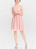 Siena A-line Scoop Knee-Length Chiffon Tulle Homecoming Dress With Beading Ruffle UKP0020594