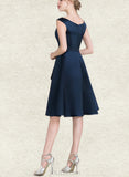 Brylee A-line Scoop Knee-Length Satin Homecoming Dress With Cascading Ruffles UKP0020595