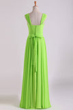 Prom Dresses Off The Shoulder A Line Chiffon Floor Length With Ruffles