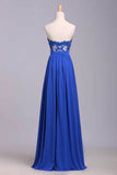 Prom Dresses A Line Sweetheart Floor Length Chiffon Color Dark Royal Blue