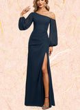 Jordin Trumpet/Mermaid Asymmetrical Floor-Length Chiffon Evening Dress With Pleated UKP0020777