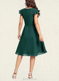 Jordin A-line V-Neck Knee-Length Chiffon Cocktail Dress UKP0020779