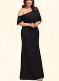 Skye Sheath/Column Asymmetrical Floor-Length Stretch Crepe Evening Dress With Pleated UKP0020792