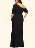 Skye Sheath/Column Asymmetrical Floor-Length Stretch Crepe Evening Dress With Pleated UKP0020792