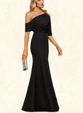 Skye Sheath/Column Asymmetrical Floor-Length Stretch Crepe Evening Dress With Pleated UKP0020792