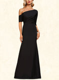 Skye Sheath/Column Asymmetrical Floor-Length Stretch Crepe Evening Dress With Pleated UKP0020792