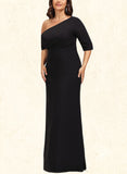 Skye Sheath/Column Asymmetrical Floor-Length Stretch Crepe Evening Dress With Pleated UKP0020792