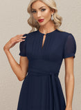 Marley A-line Scoop Tea-Length Chiffon Cocktail Dress With Pleated UKP0020800