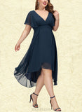 Ayanna A-line V-Neck Asymmetrical Chiffon Cocktail Dress UKP0020801