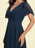 Ayanna A-line V-Neck Asymmetrical Chiffon Cocktail Dress UKP0020801