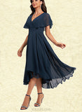 Ayanna A-line V-Neck Asymmetrical Chiffon Cocktail Dress UKP0020801