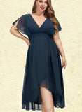 Ayanna A-line V-Neck Asymmetrical Chiffon Cocktail Dress UKP0020801