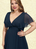 Ayanna A-line V-Neck Asymmetrical Chiffon Cocktail Dress UKP0020801