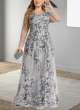 Nyla A-line Boat Neck Illusion Floor-Length Lace Evening Dress UKP0020802