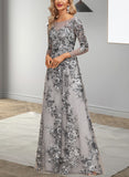 Nyla A-line Boat Neck Illusion Floor-Length Lace Evening Dress UKP0020802