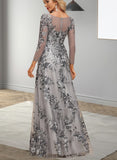 Nyla A-line Boat Neck Illusion Floor-Length Lace Evening Dress UKP0020802