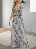 Nyla A-line Boat Neck Illusion Floor-Length Lace Evening Dress UKP0020802