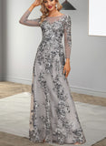 Nyla A-line Boat Neck Illusion Floor-Length Lace Evening Dress UKP0020802