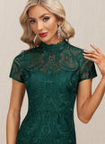 Carina Sheath/Column High Neck Illusion Tea-Length Lace Cocktail Dress UKP0020805