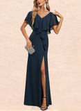 Alice Trumpet/Mermaid V-Neck Floor-Length Chiffon Evening Dress With Cascading Ruffles UKP0020809